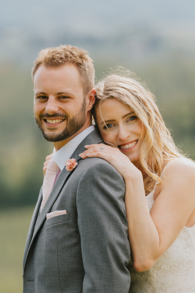 Couple portrait during elopement in San Gimignano captured by Tuscany Elopement Photographer