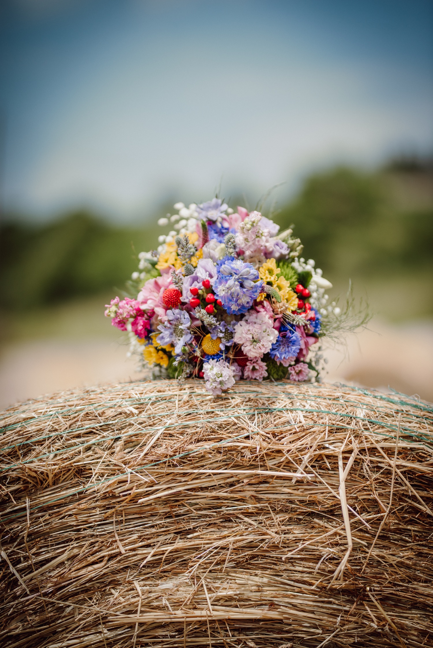 Il bouquet su una rotoballa