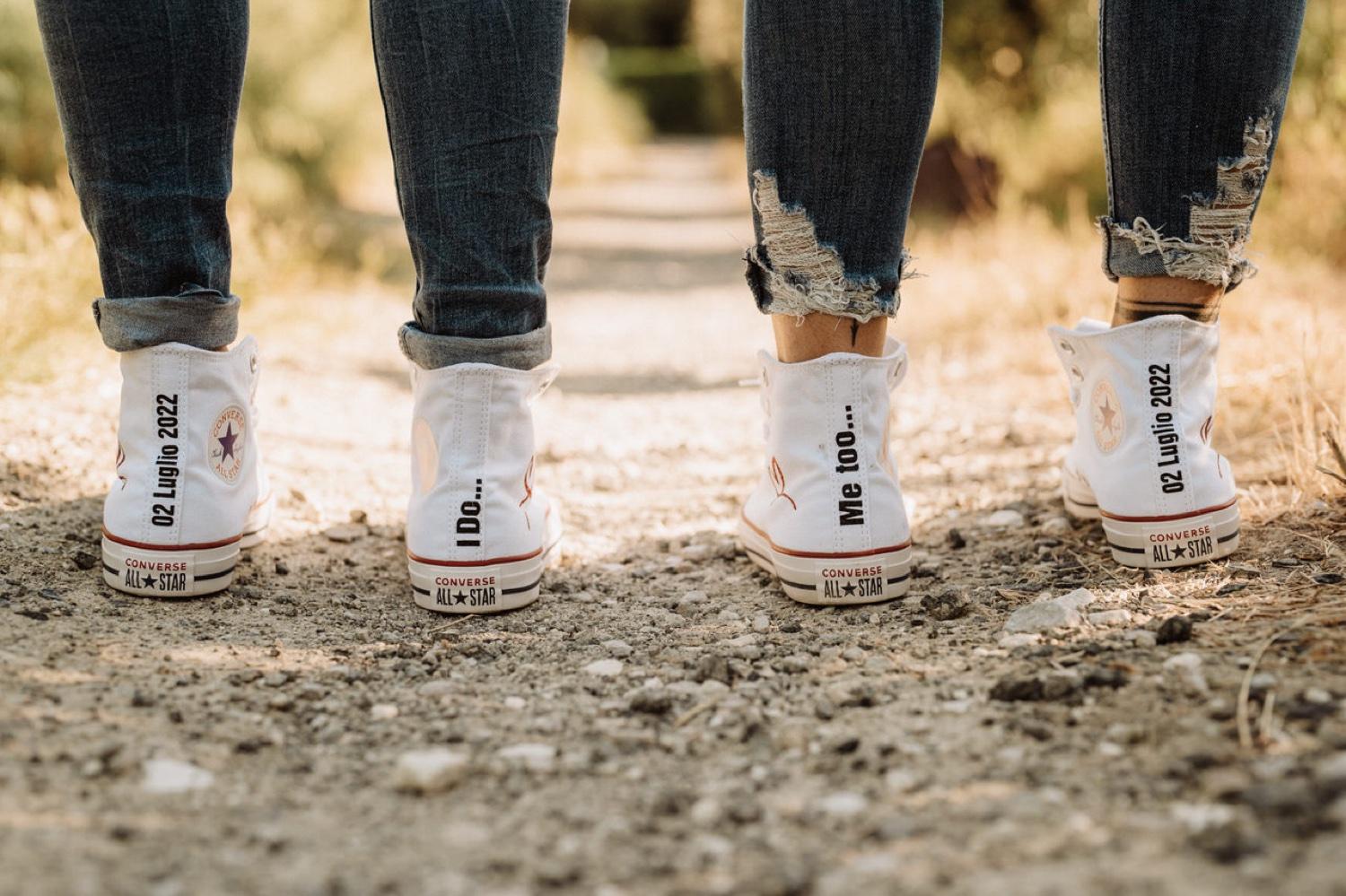 White sneakers on the path