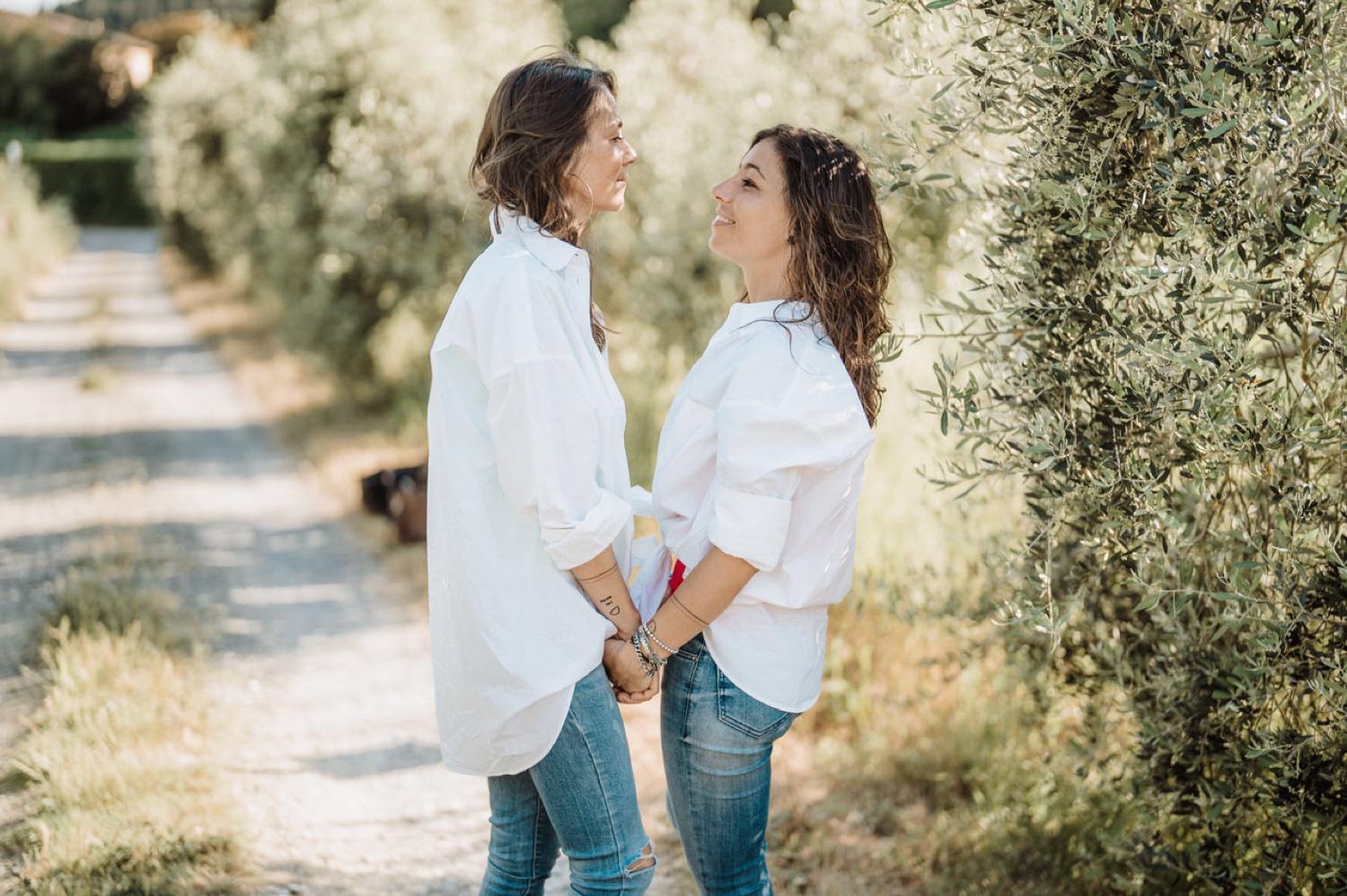 Hand in hand on the dirt road