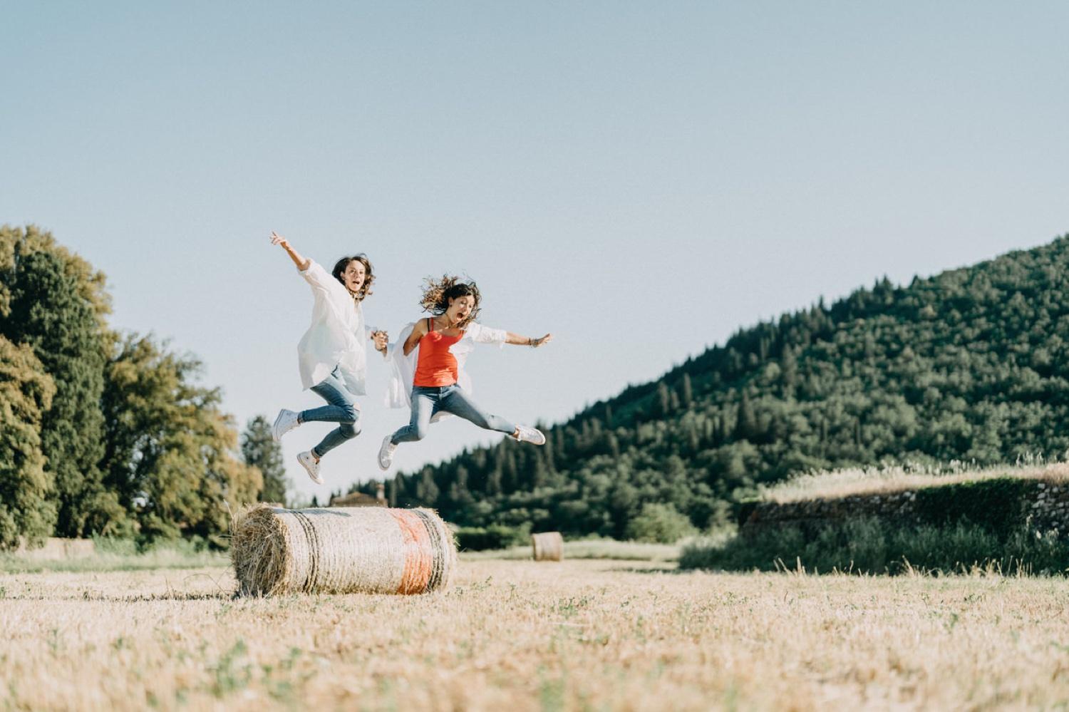 A jump by the hay bale