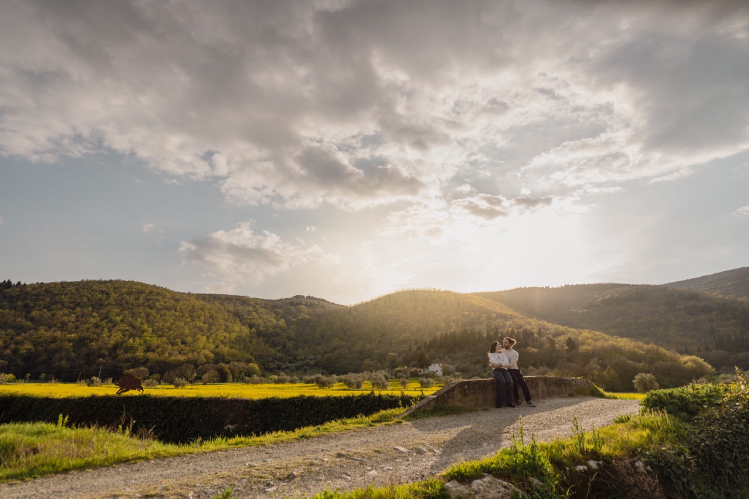 The sun setting over the hills