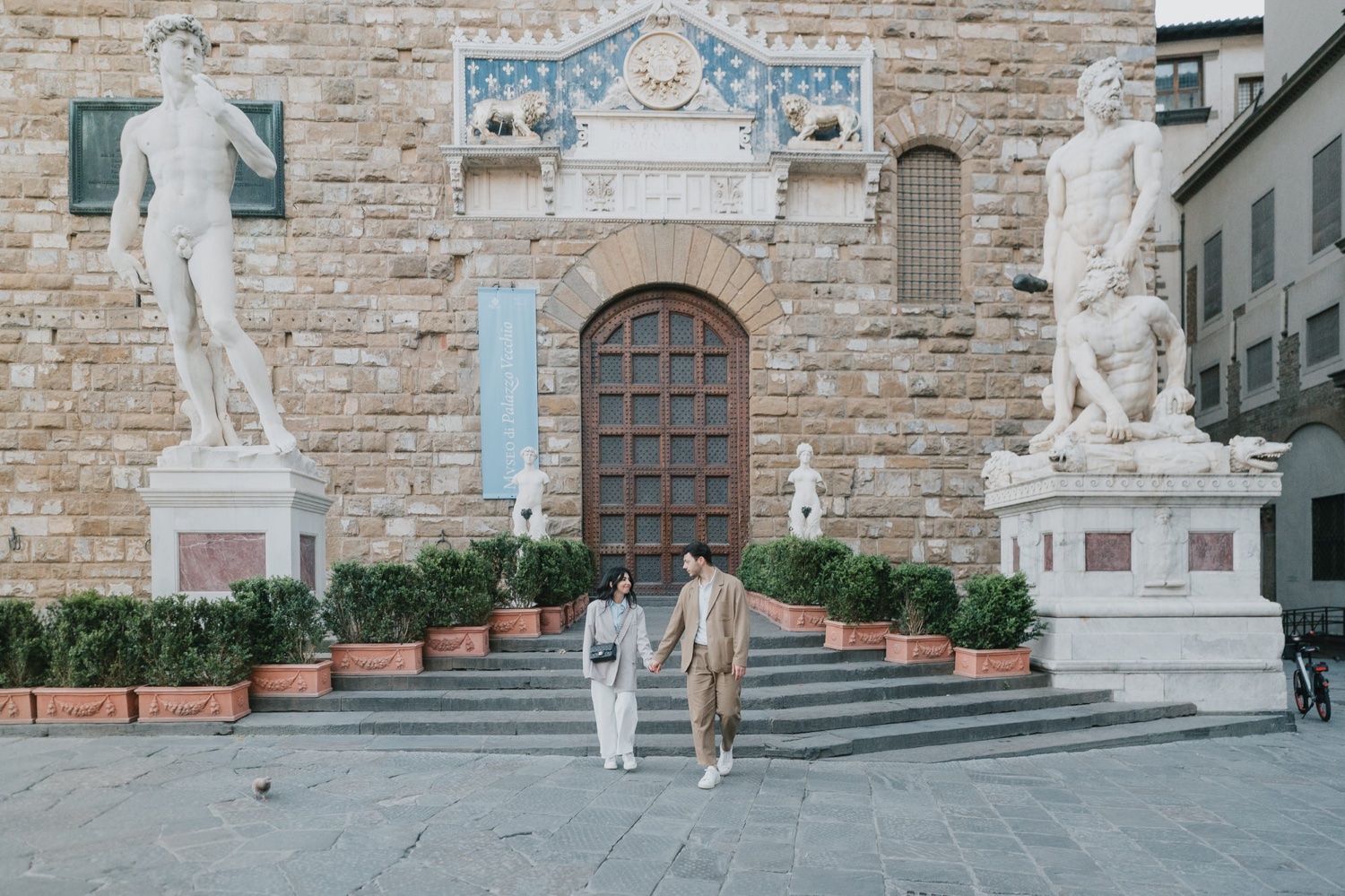 Le statue davanti a Palazzo Vecchio